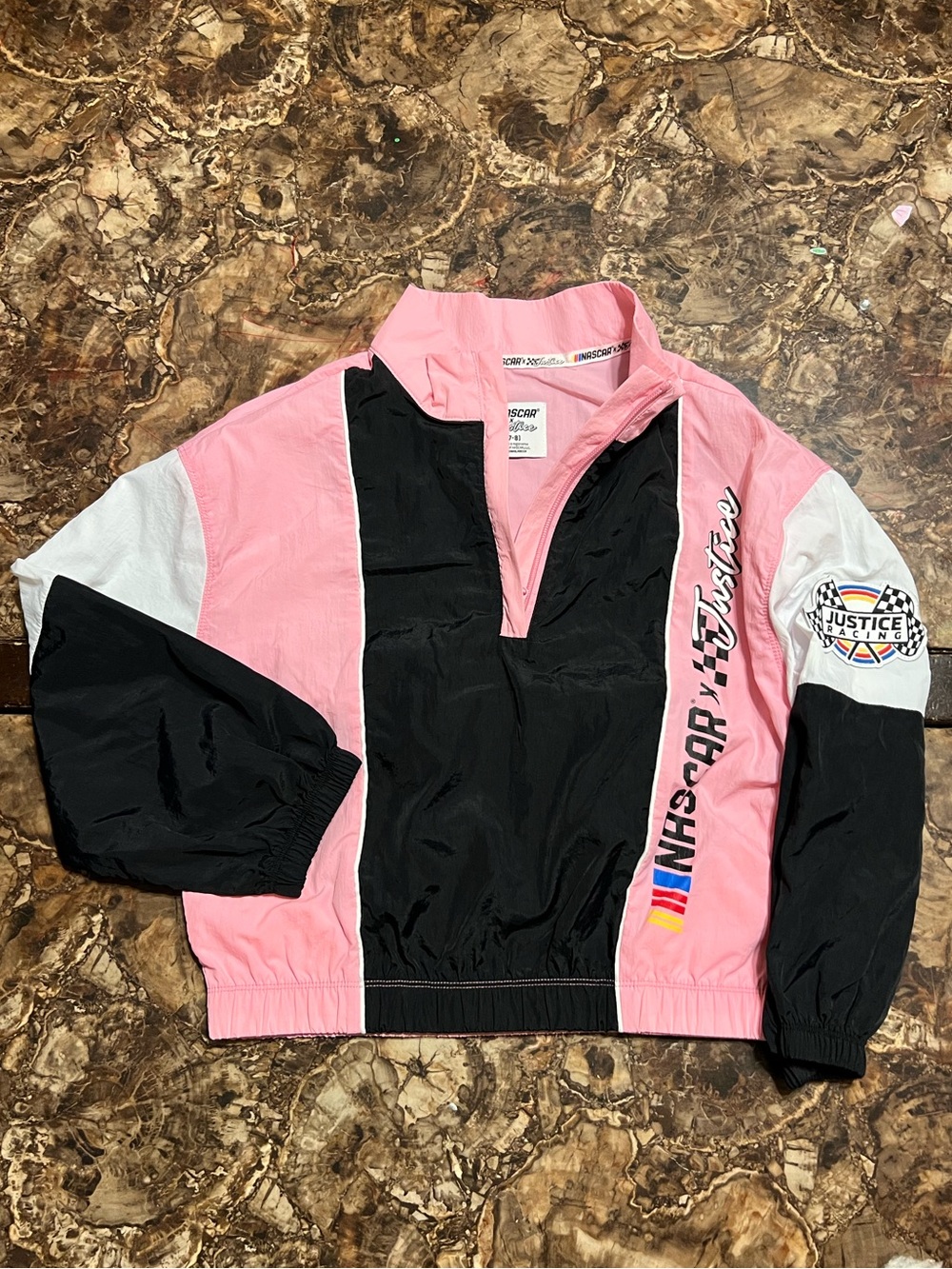Nascar Pink, Black & White Racing Windbreaker Jacket